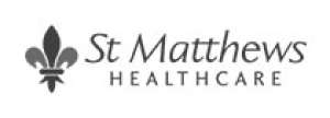 St Matthews Healthcare logo – St Matthews Healthcare logo with fleur-de-lis icon and company name in elegant serif typography.