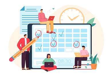 Illustration of employees managing leave schedules using a Shift Management System for efficient staff coordination.
